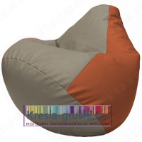 Бескаркасное кресло мешок Груша Г2.3-0223 (светло-серый, оранжевый)